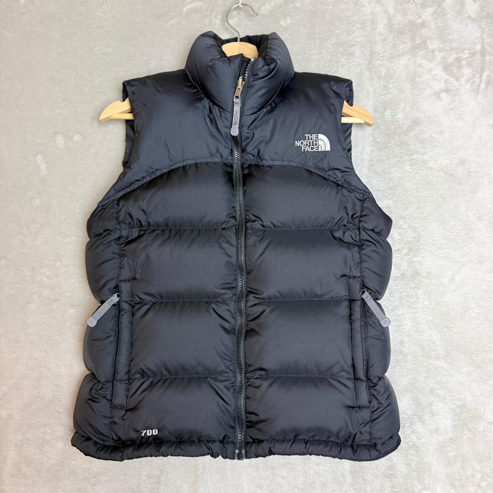 Vintage The North Face 700 Nuptse Puffer Vest Womens S Black Goose Down Y2K EUC